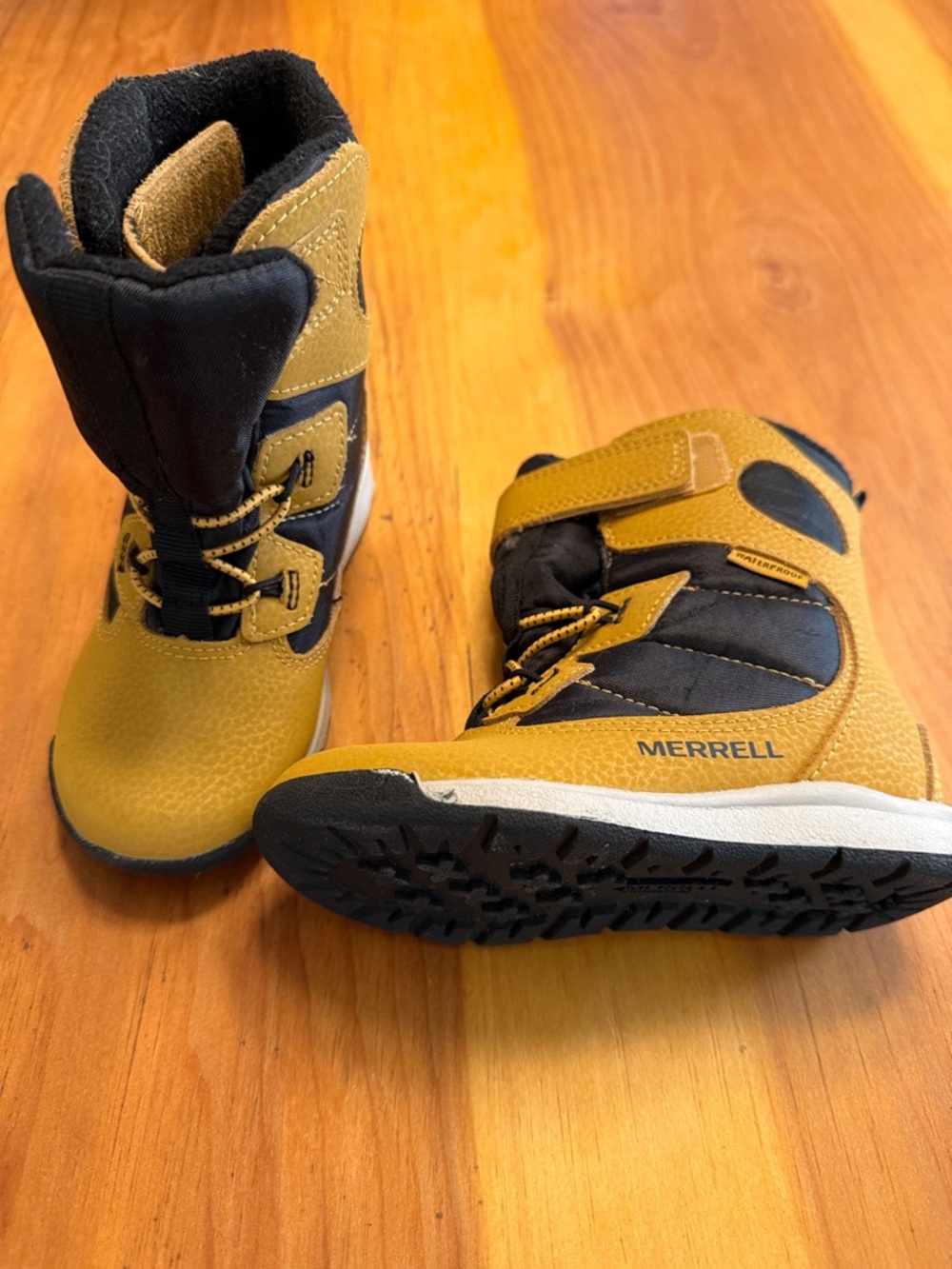 Merrell Kids Yellow and Black Waterproof Snow Boots